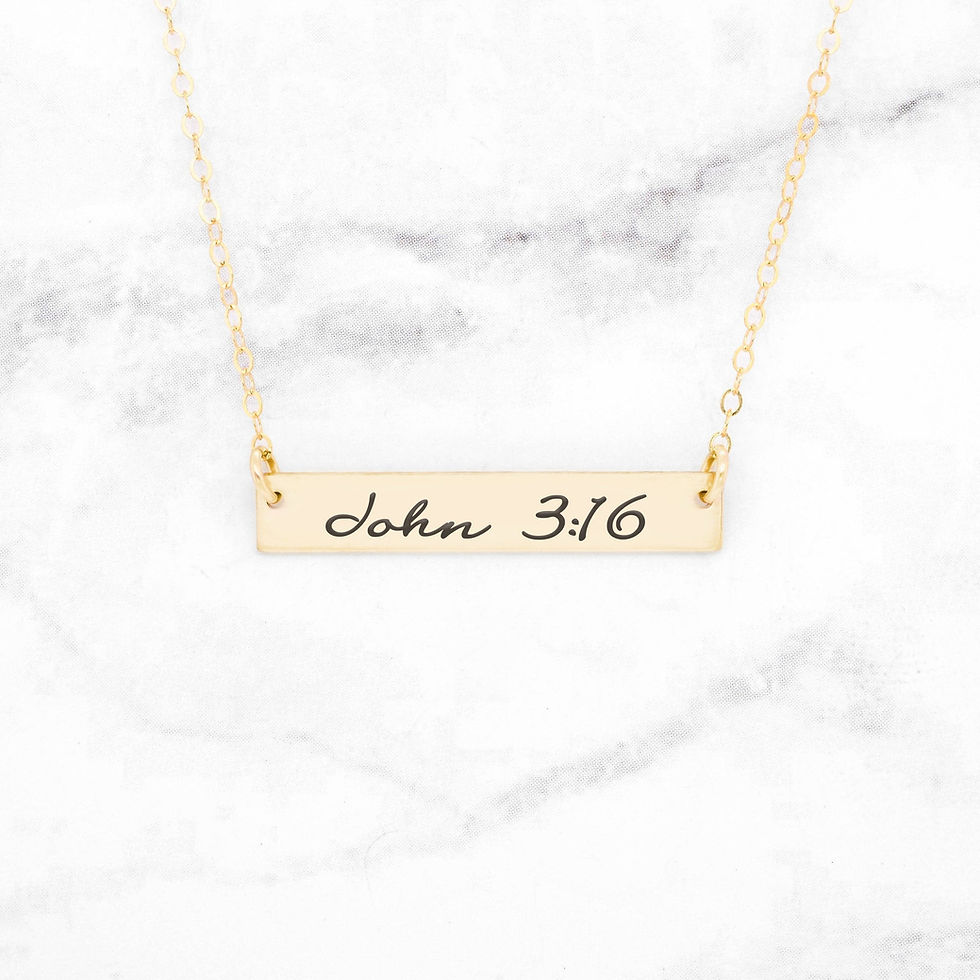 Thumbnail: John 3:16 Necklace - Sterling Silver Bar Necklace