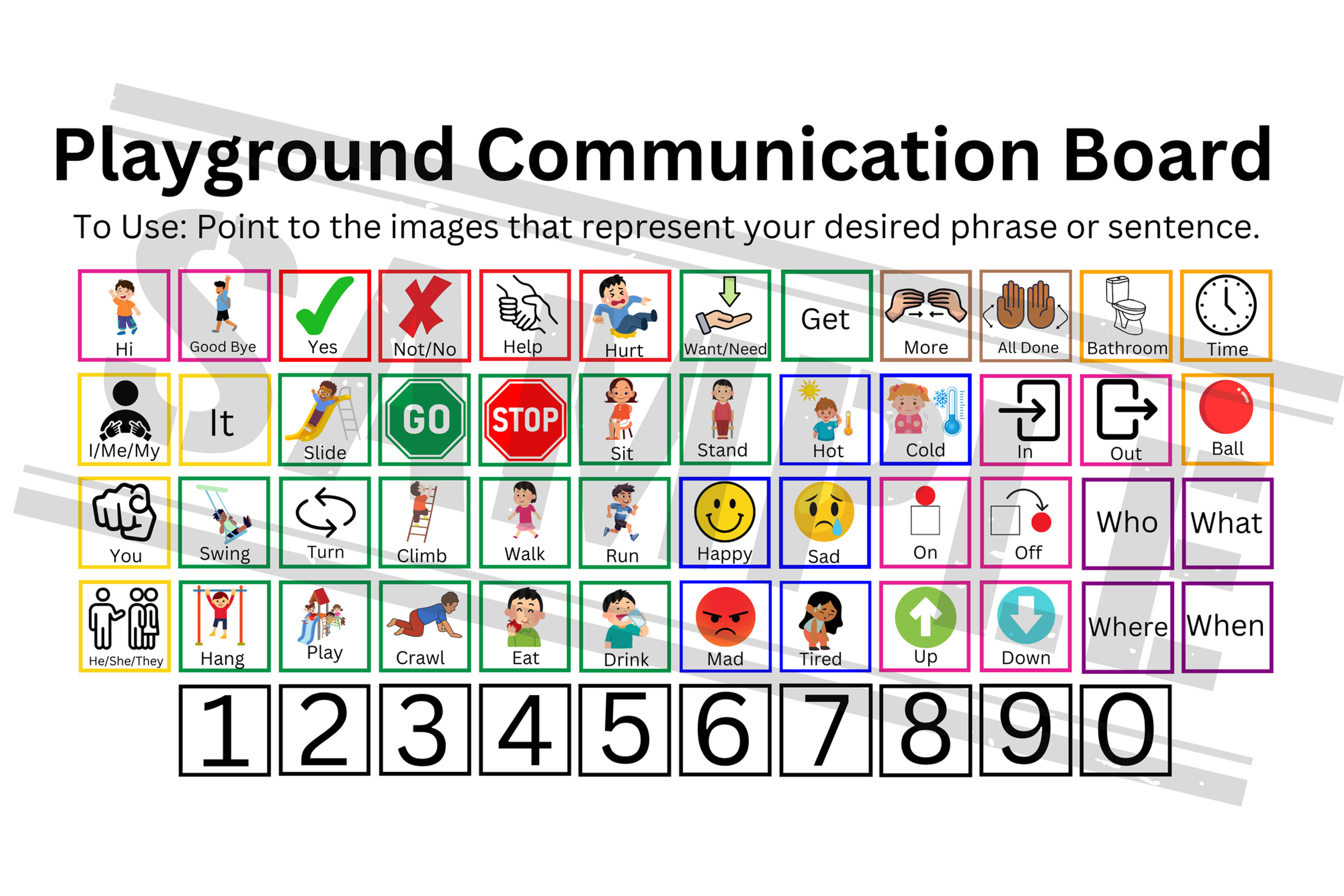 Draft copy of a playground communication board