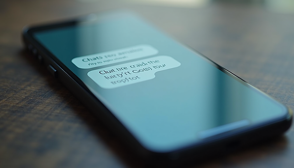 Eye-level view of a sleek chatbot interface on a smartphone screen