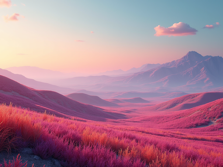 Eye-level view of a digital canvas displaying a vivid AI-generated landscape