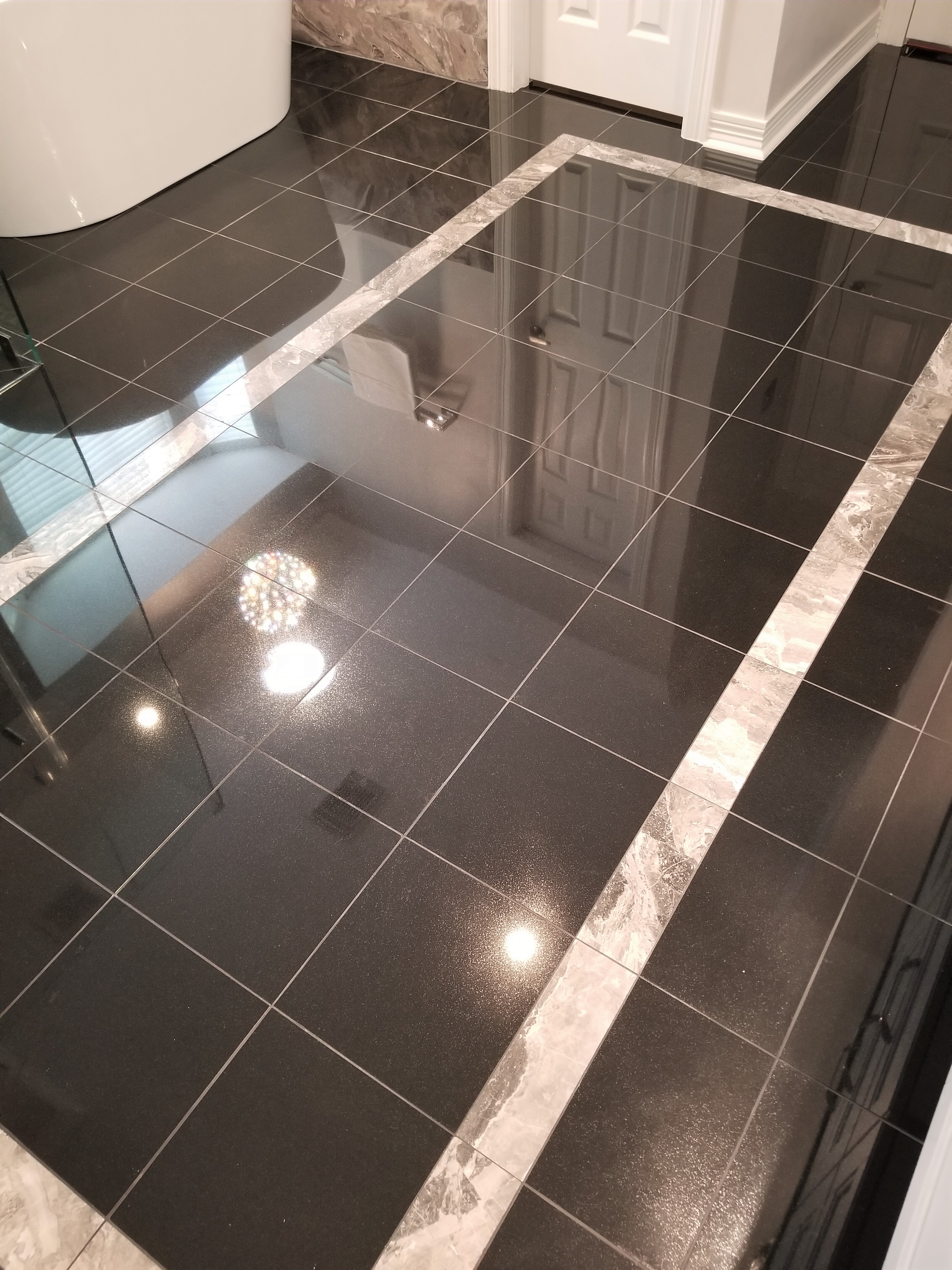 Granite floor in modern bathroom