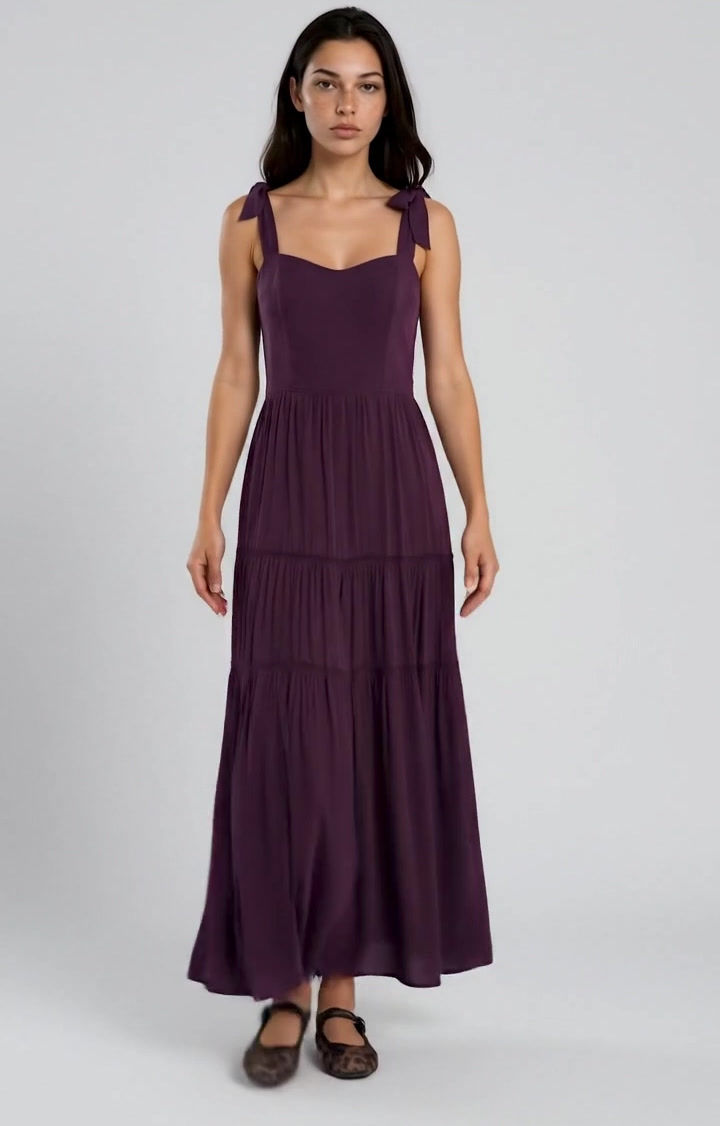Thumbnail: Silk Corset Plum Dress