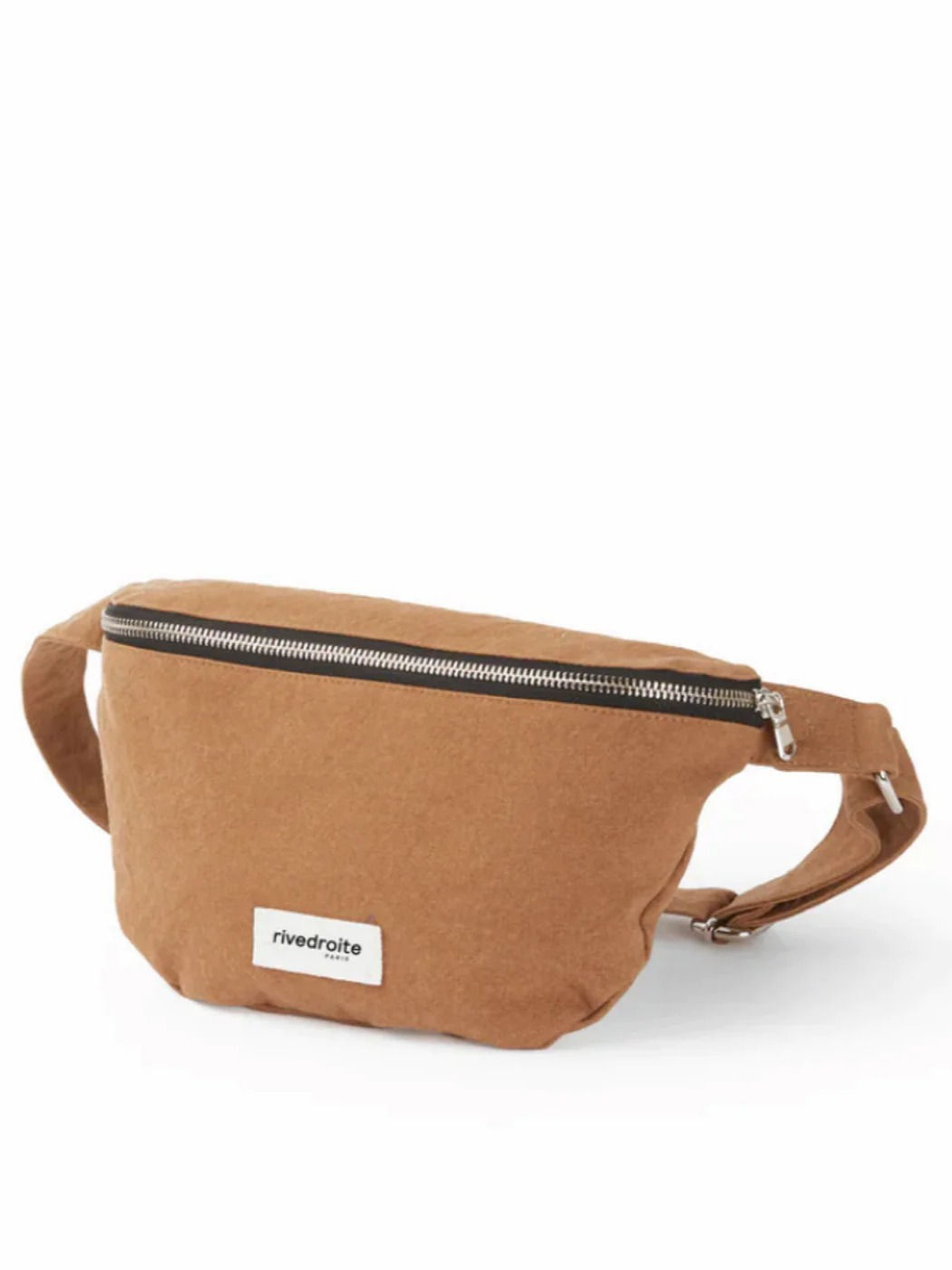 Brown canvas fanny pack with zipper