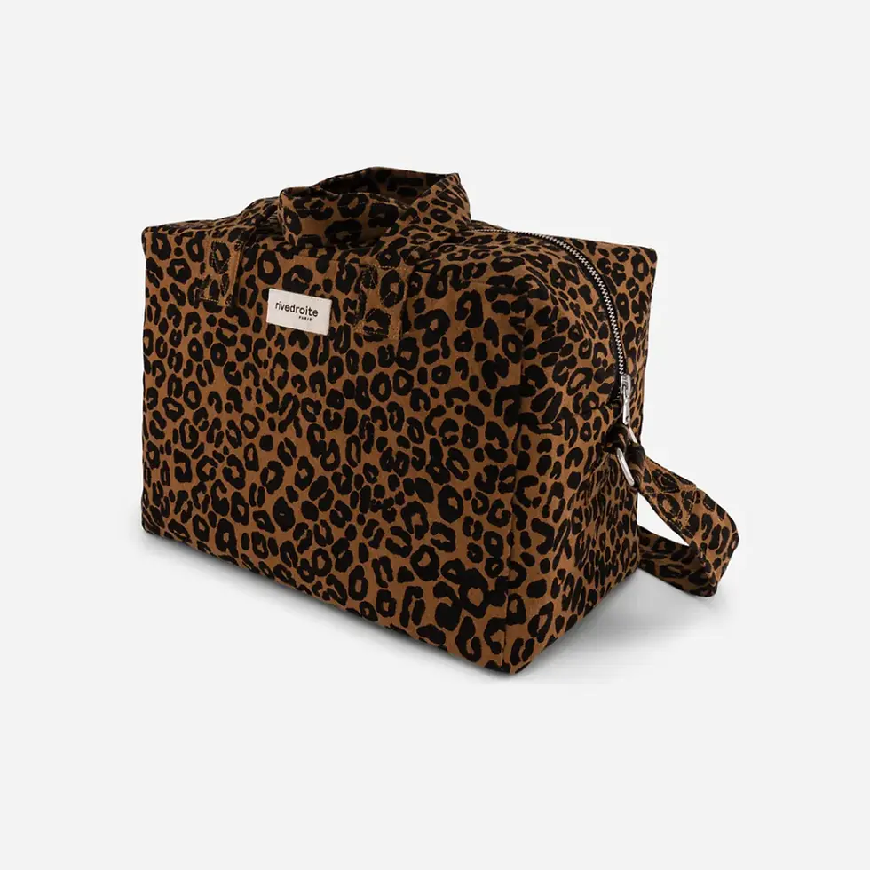 Brown leopard print travel bag