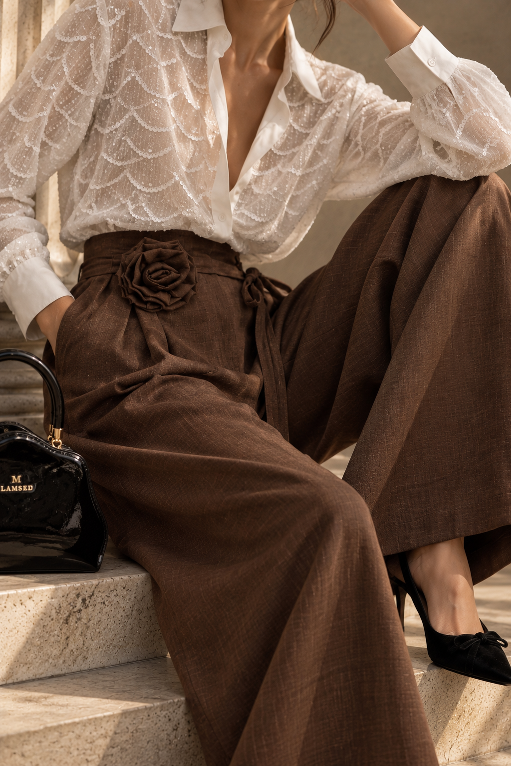 Orchidea-Brown wide trousers