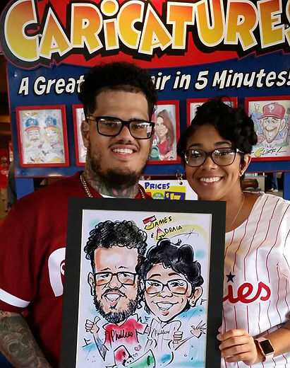 Sample caricature at the Phillies baseball game.