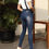 Thumbnail: Ripped Pocket Patchwork Suspender Jeans