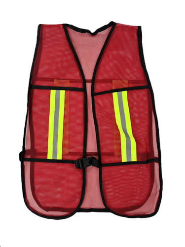 Chaleco de seguridad rojo con cintas reflejantes malla poliéster