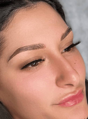 Beautiful brown shaded Combo brows right after the tattooing session, that compliments our client's face here at Kalie's Brows & Beauty, in Sydney.