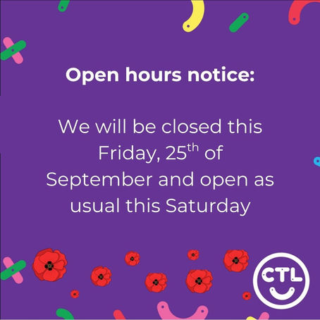 Closed Friday 25 September