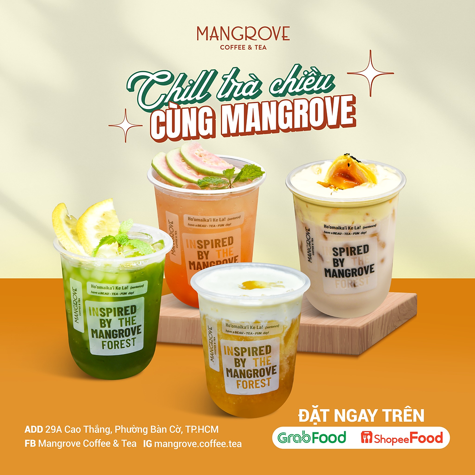 Menu đa dạng từ các món trà trái cây đến trà sữa, nước ép.