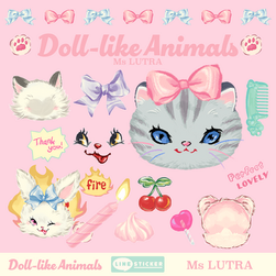 お人形のように可愛い動物と、素敵なものがいっぱい詰まったLINEスタンプです♡ “スタンプアレンジ機能”を使って組み合わせても楽しく使えます。