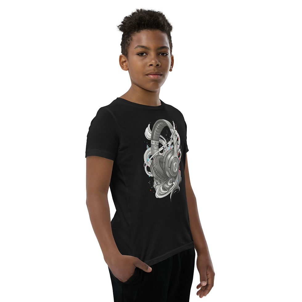 Thumbnail: Headset music notes Youth Short Sleeve T-Shirt