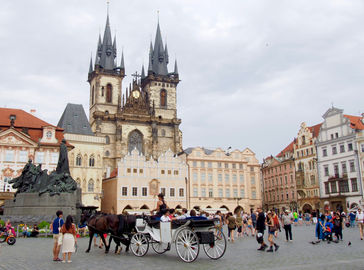 ②チェコ プラハ旅行記2017 /火薬塔に登る(The Powder Tower),旧市街広場,聖ミクラーシュ教会,旧市庁舎の天文時計