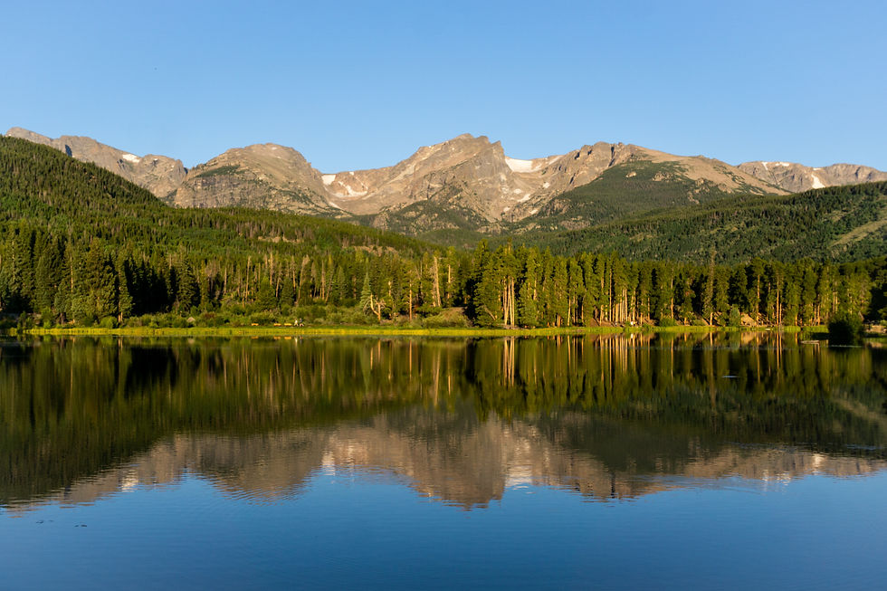 reflections in Sprague Lake in Rocky Mountain National Park, Colorado