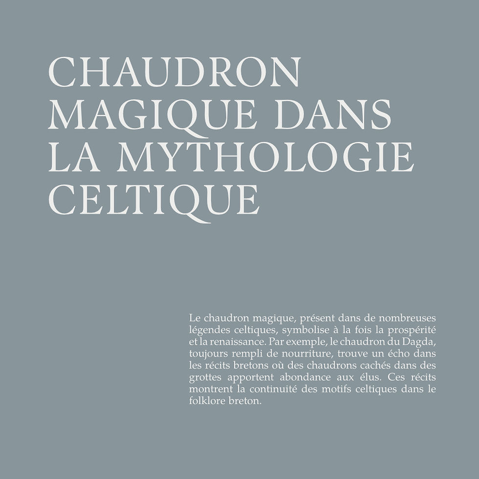 Le chaudron magique, présent dans de nombreuses légendes celtiques, symbolise à la fois la prospérité et la renaissance. Par exemple, le chaudron du Dagda, toujours rempli de nourriture, trouve un écho dans les récits bretons où des chaudrons cachés dans des grottes apportent abondance aux élus. Ces récits montrent la continuité des motifs celtiques dans le folklore breton.