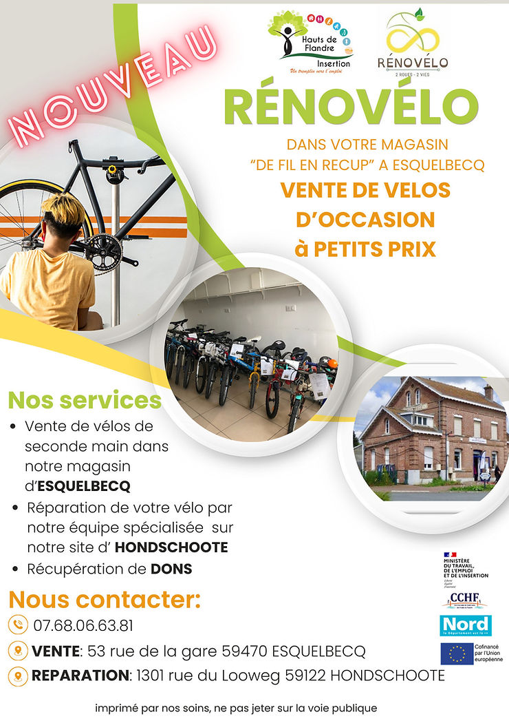 rénovélo - rénovation vente réparation de vélos à petits prix - esquelbecq hondschoot