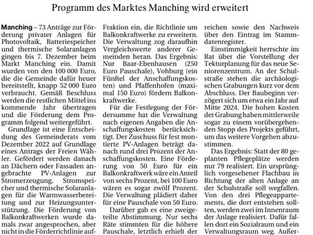 Balkonkraftwerke in Manching