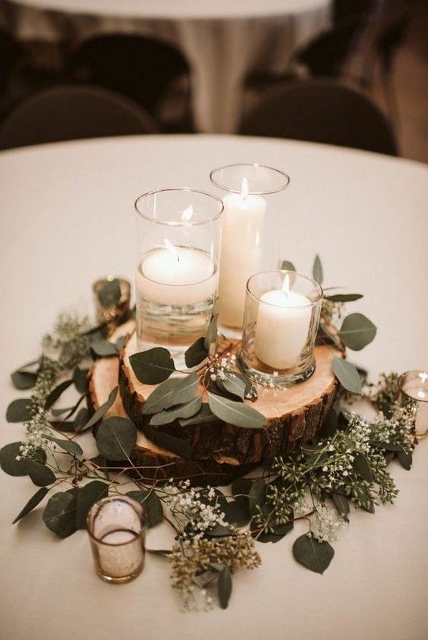Floating candles greenery