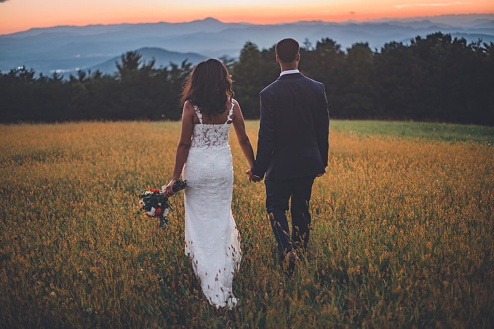 Simple legal ceremony at a private mountaintop wedding venue near Asheville.