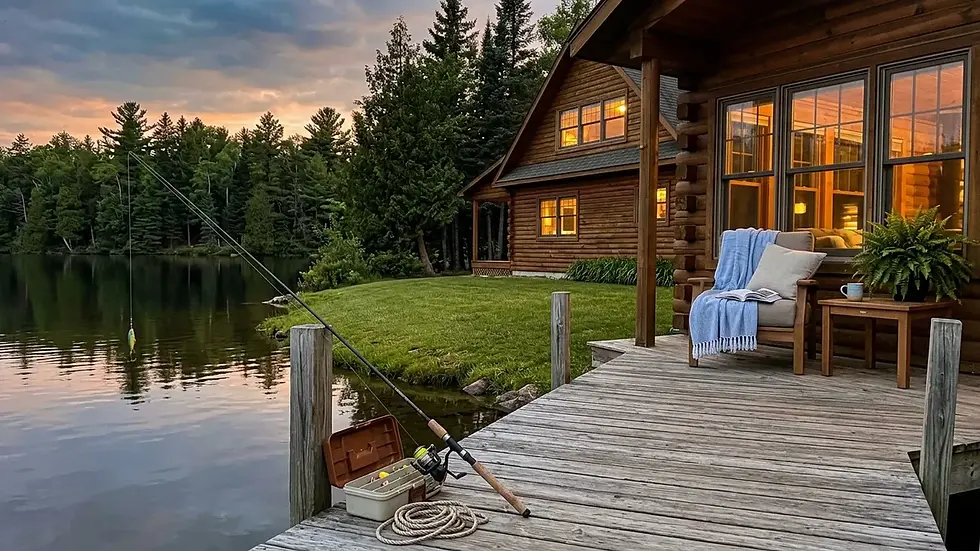 Short term rental management Lake City MI lakefront property at golden hour