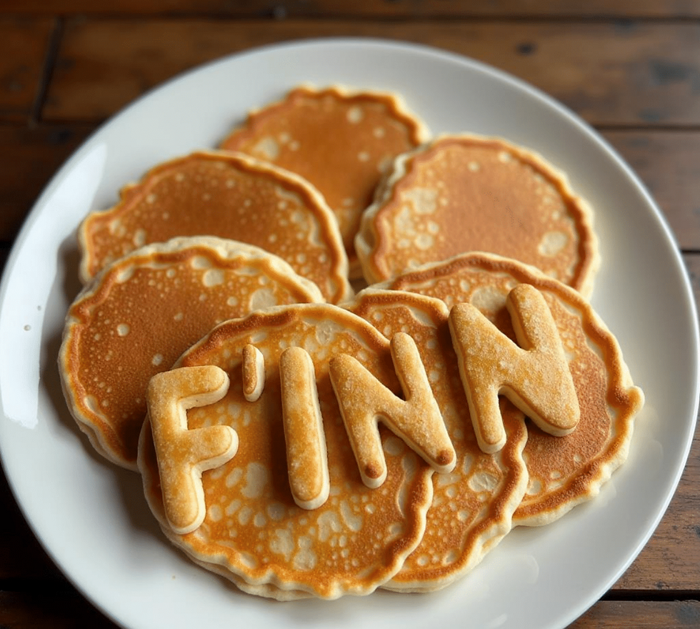 F'inn logo in pancakes