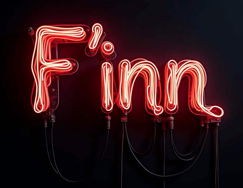 F'inn logo in neon lights