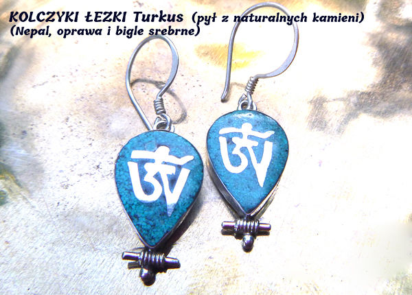 Kolczyki HIMALAYSKIE - SREBRO +TURKUS (łezka)