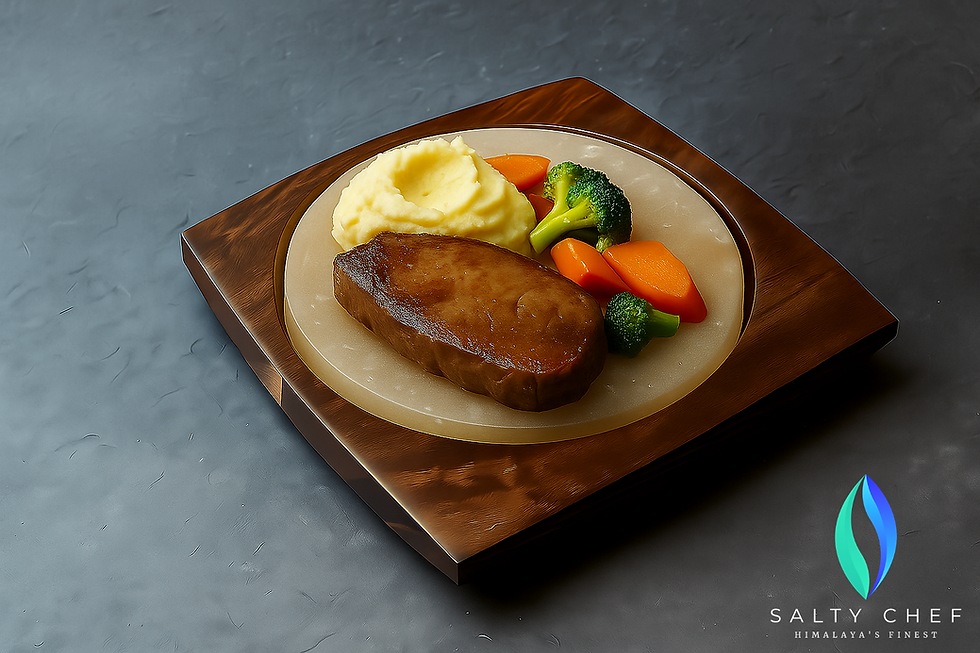 Thumbnail: Himalayan Salt Platter In Dark Wood Effect Holder