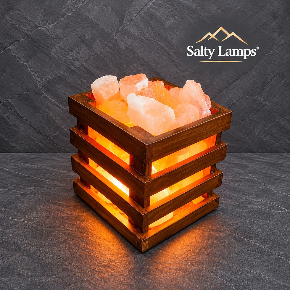 Relaxing Wood Hand Crafted Himalayan Rock Salt Lamp