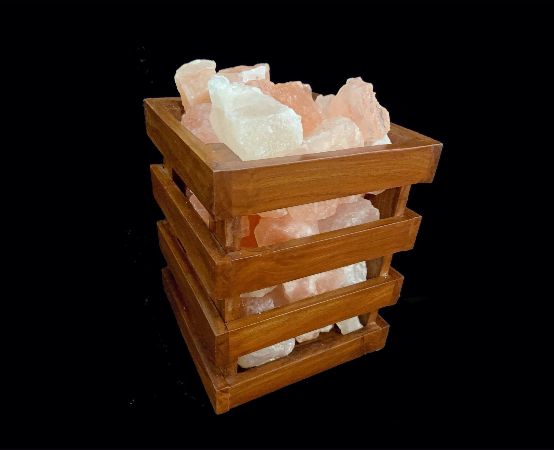 Wood Hand Crafted Himalayan Rock Salt Lamp