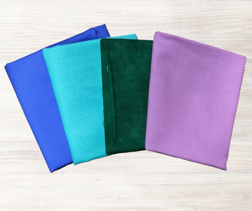 Cool green, blue, and purple quilting fabrics