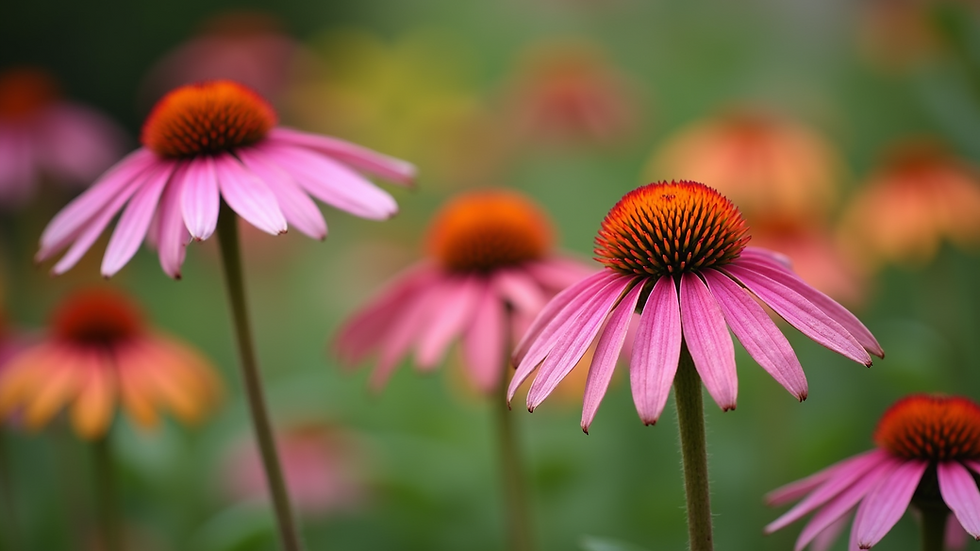 Close-up view of Echinacea flowers in a garden