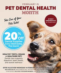 Pet Dental Health Month 20% off dental supplies in February