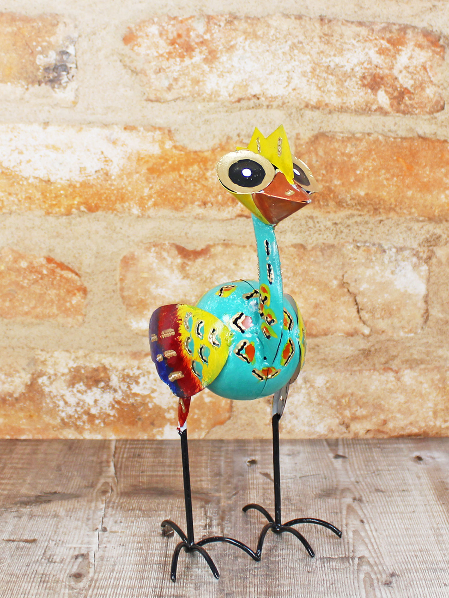 Handmade Wrought Iron Sculpture - Small Big Eye Bird