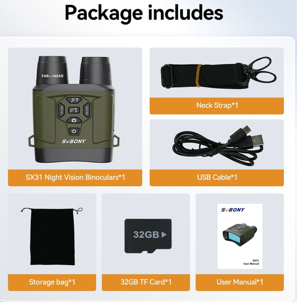 SVBONY SA206 Night Vision Binoculars what's in the box