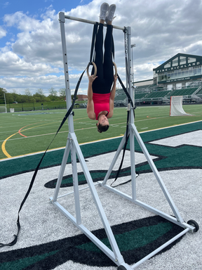 Athlete on the Flex Pole Vault Mobile Adjustable High Bar