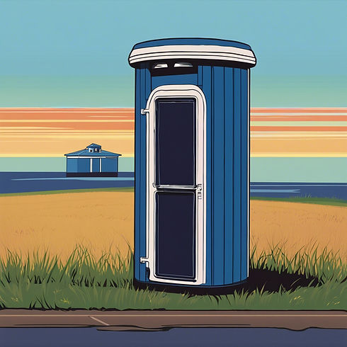 use dark blue for the port-a-pottie color and a 70s aesthetic for the Pattie-chatty's port