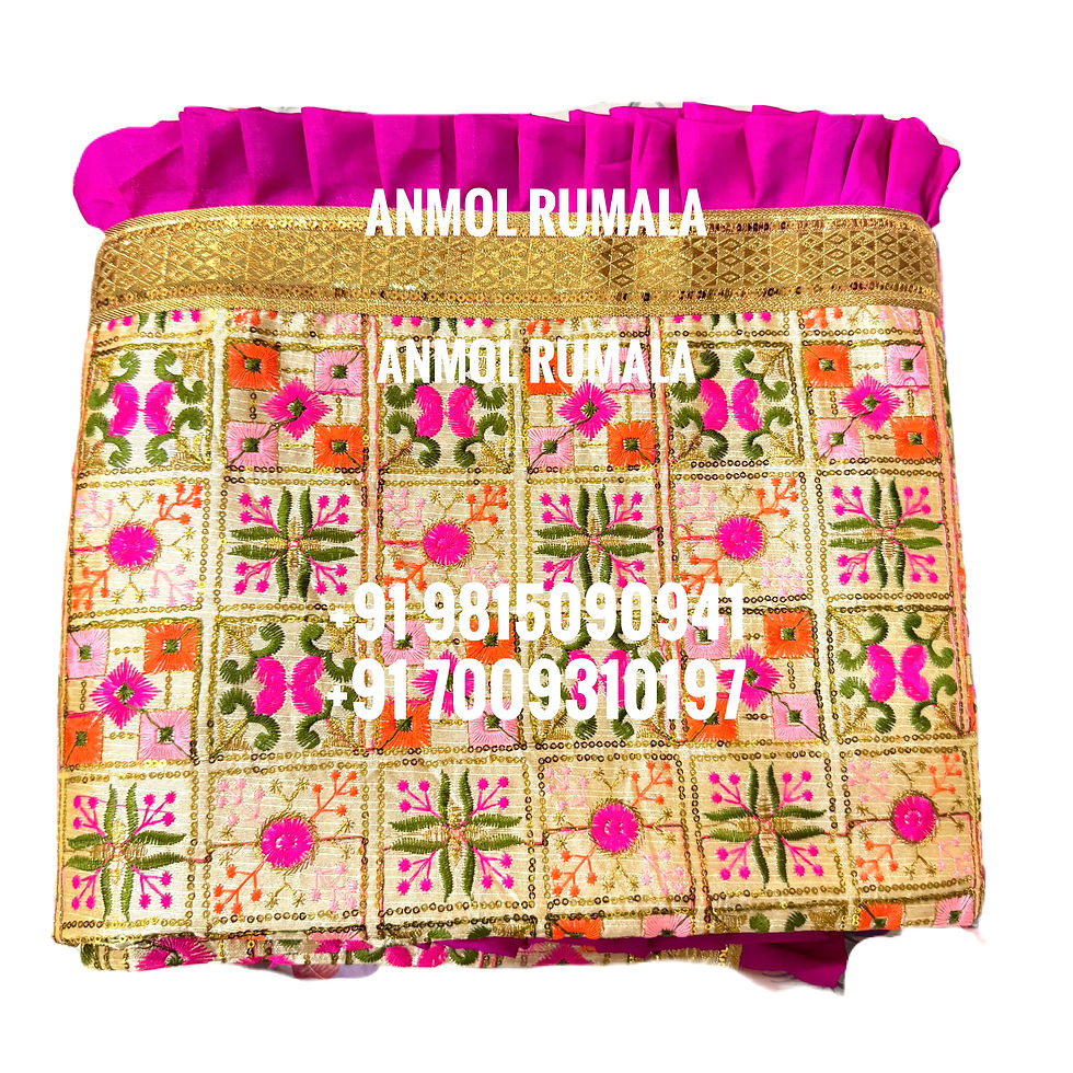 Thumbnail: Double-Set Rumala Sahib Fawn with Magenta Frill and Golden Gota