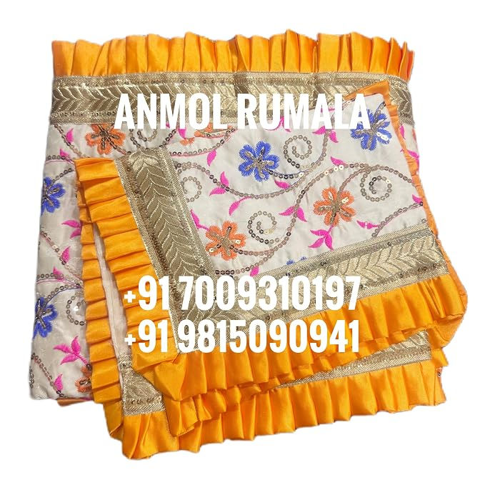 fawn rumala sahib with frill and golen gota