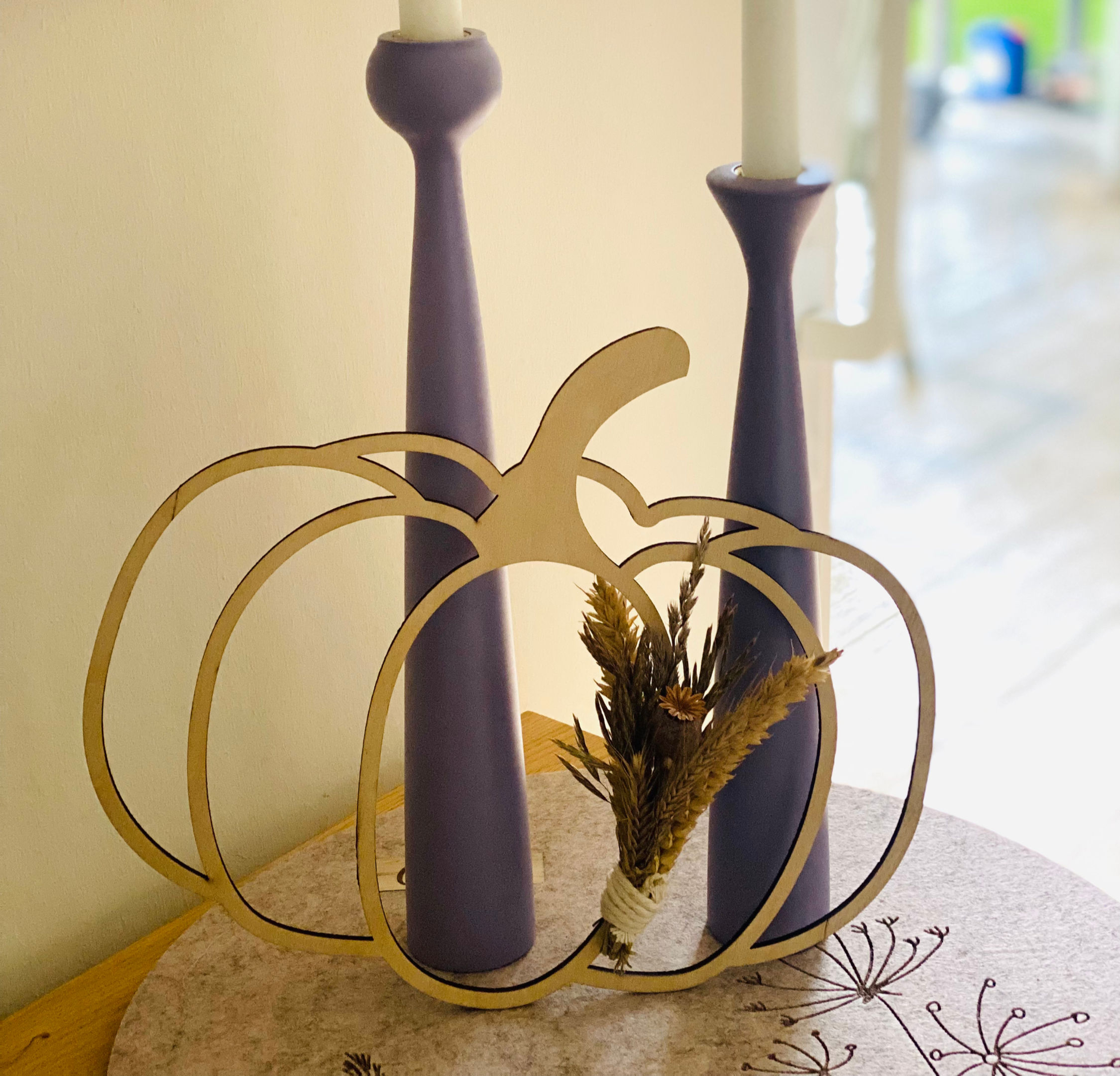 Kürbis Holz (Herbstdeko)