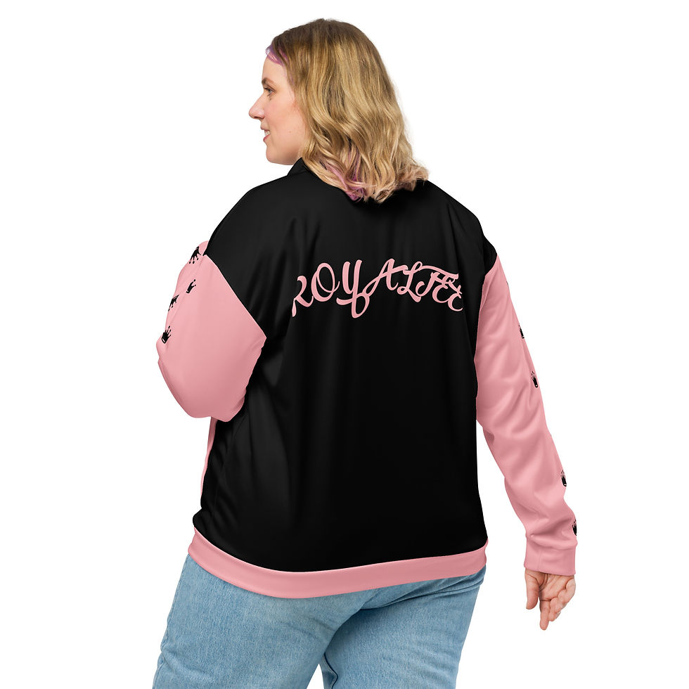 Blk/light pink unisex bomber jacket