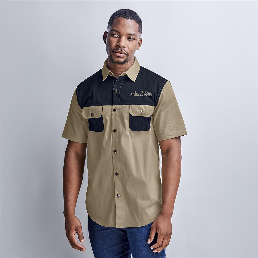 Thumbnail: Mens Short Sleeve Serengeti 2-Tone Bush Shirt