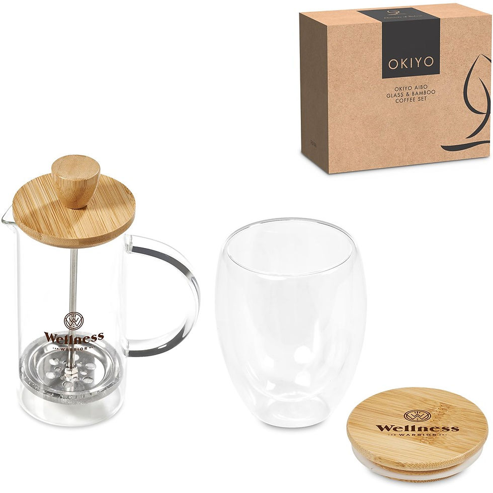 Thumbnail: Okiyo Aibo Glass & Bamboo Coffee Set