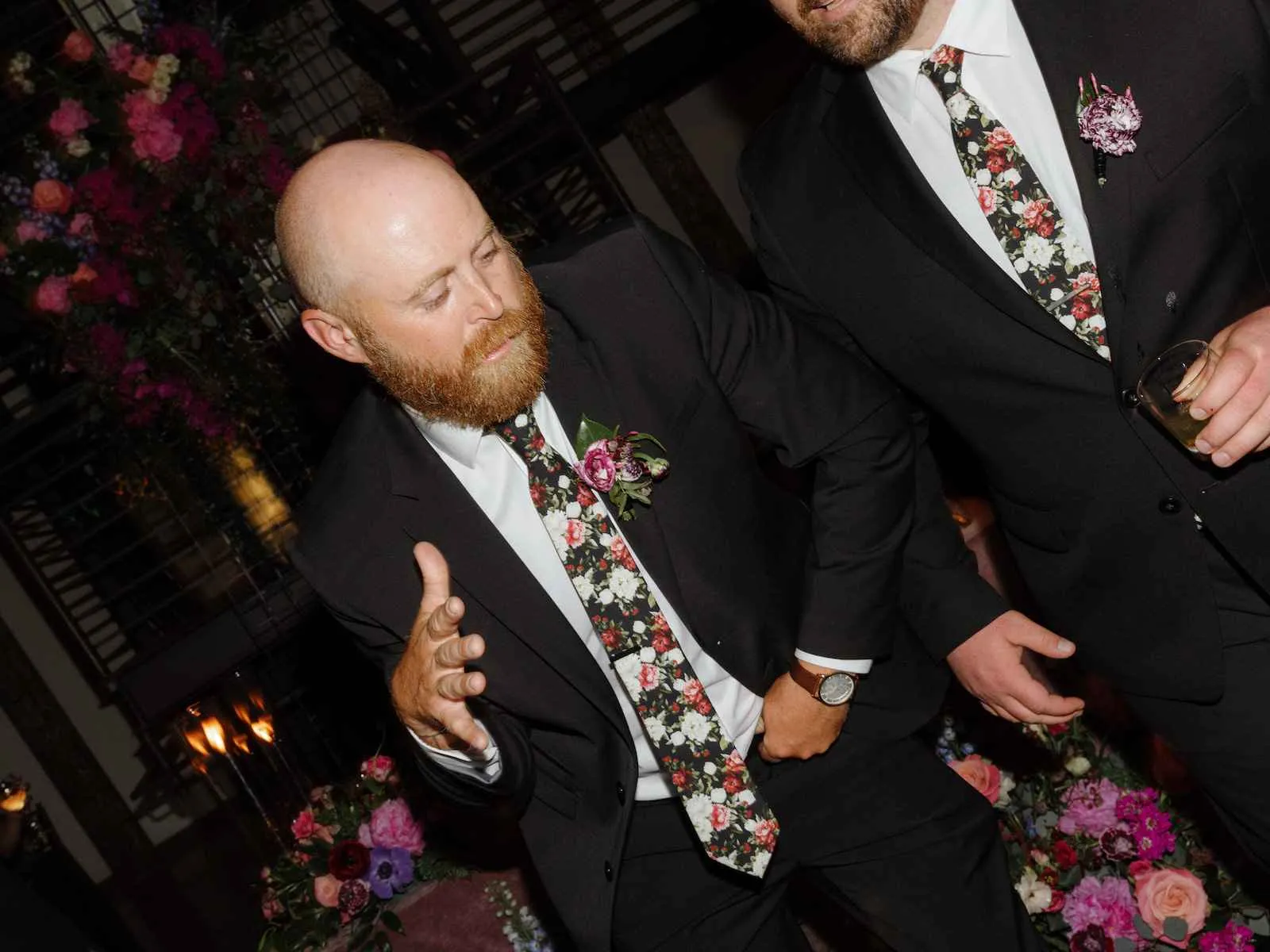 groom and groomsman dancing