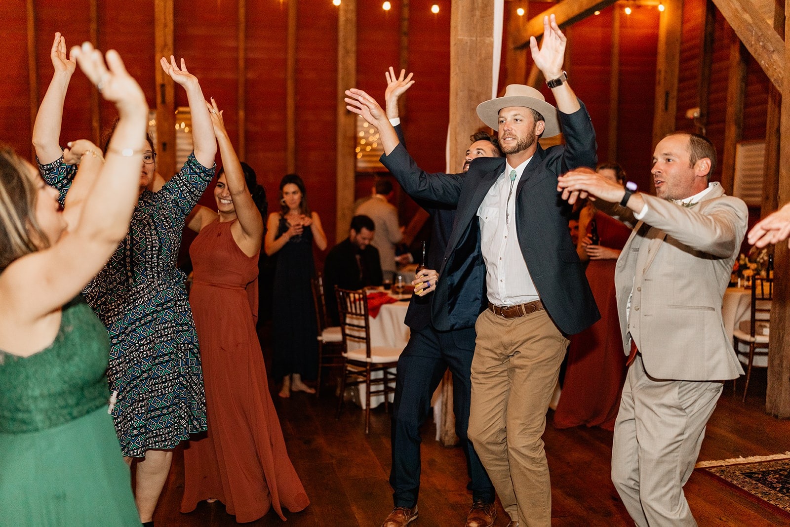 wedding guests dancing