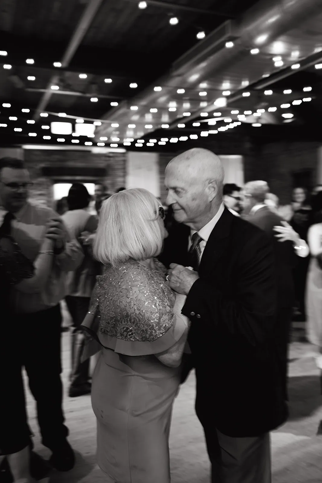 older couple slow dancing 