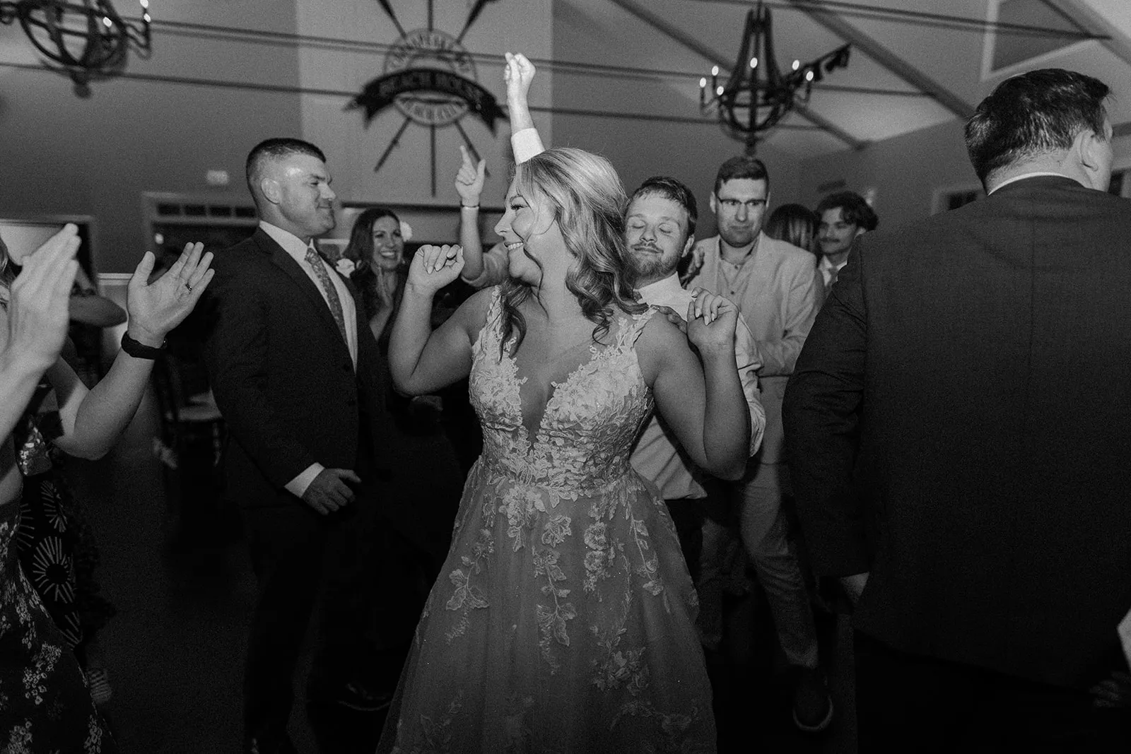 bride dancing with guests
