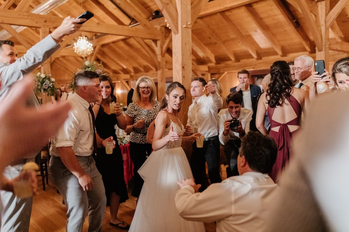 bride dancing with guests