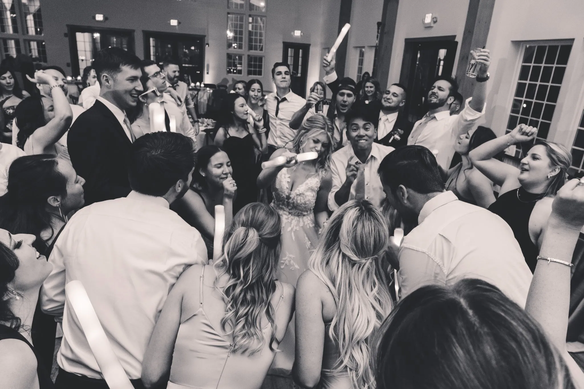 guests dancing at wedding